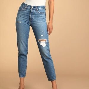 Levi’s Wedgie Icon Straight Leg Jeans Athens Asleep Wash Distressed